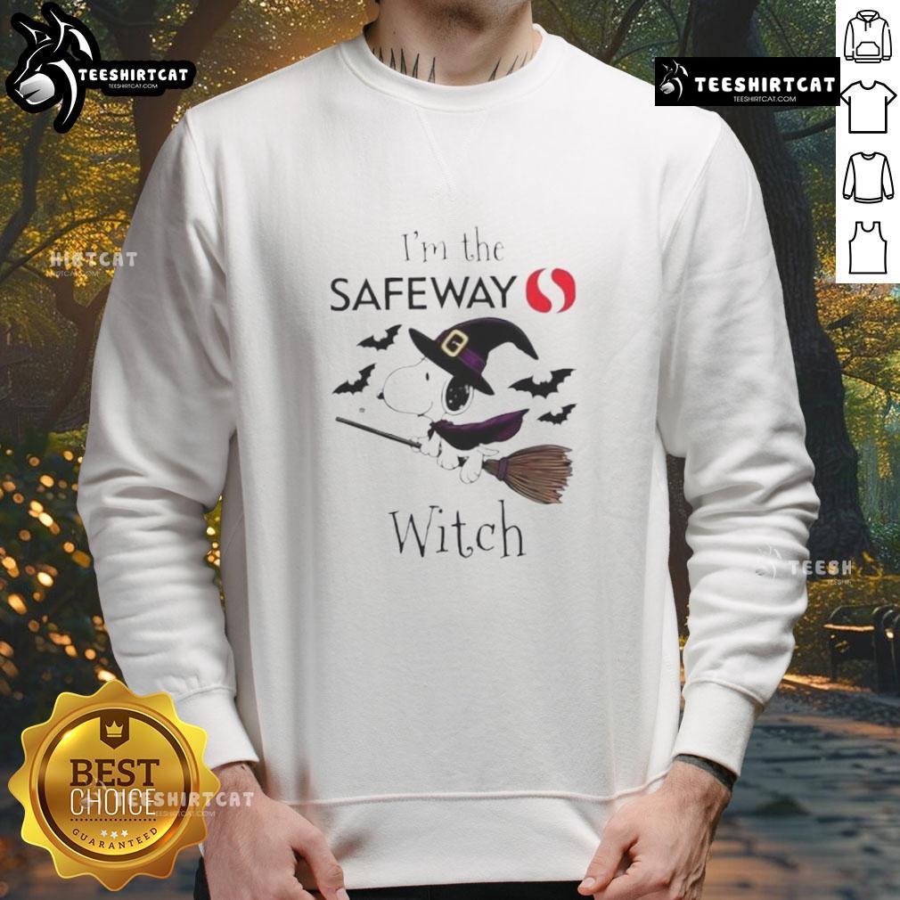 Good Safewa X Snoopy I'm The Witch Halloween Sweatshirt featuring a playful Snoopy design for festive fall fashion.