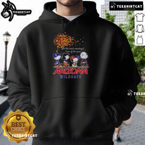 Good Snoopy and Friends X Arizona Wildcats hoodie, perfect for autumn sports fans celebrating the most wonderful time of the year.