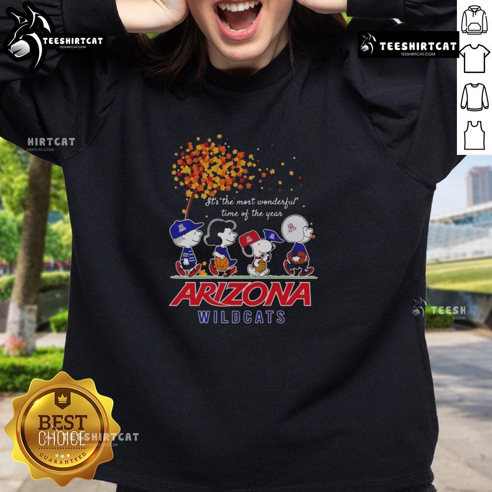 Good Snoopy and Friends X Arizona Wildcats sweatshirt for autumn, celebrating the most wonderful time of the year.