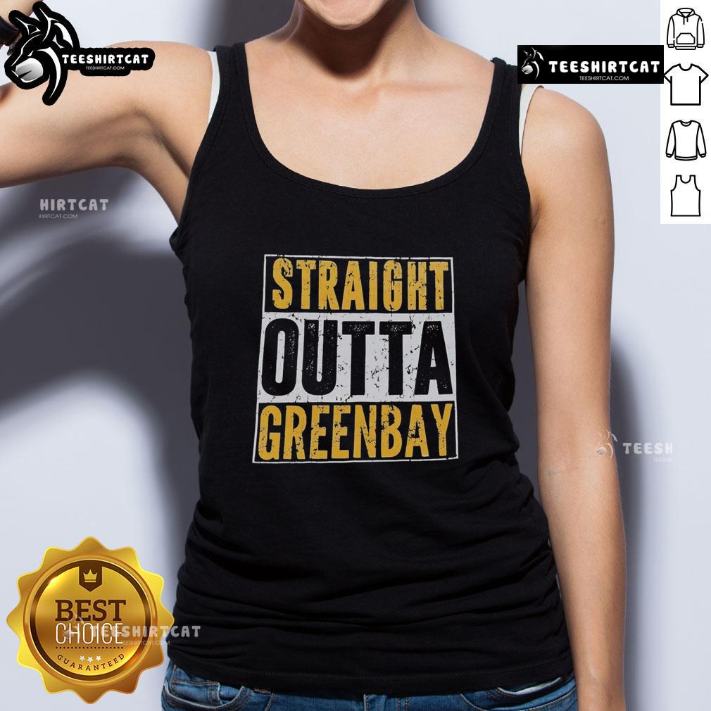 Stylish Good Straight Outta Green Bay Packers tank top in green, perfect for fans showing team spirit on game day.