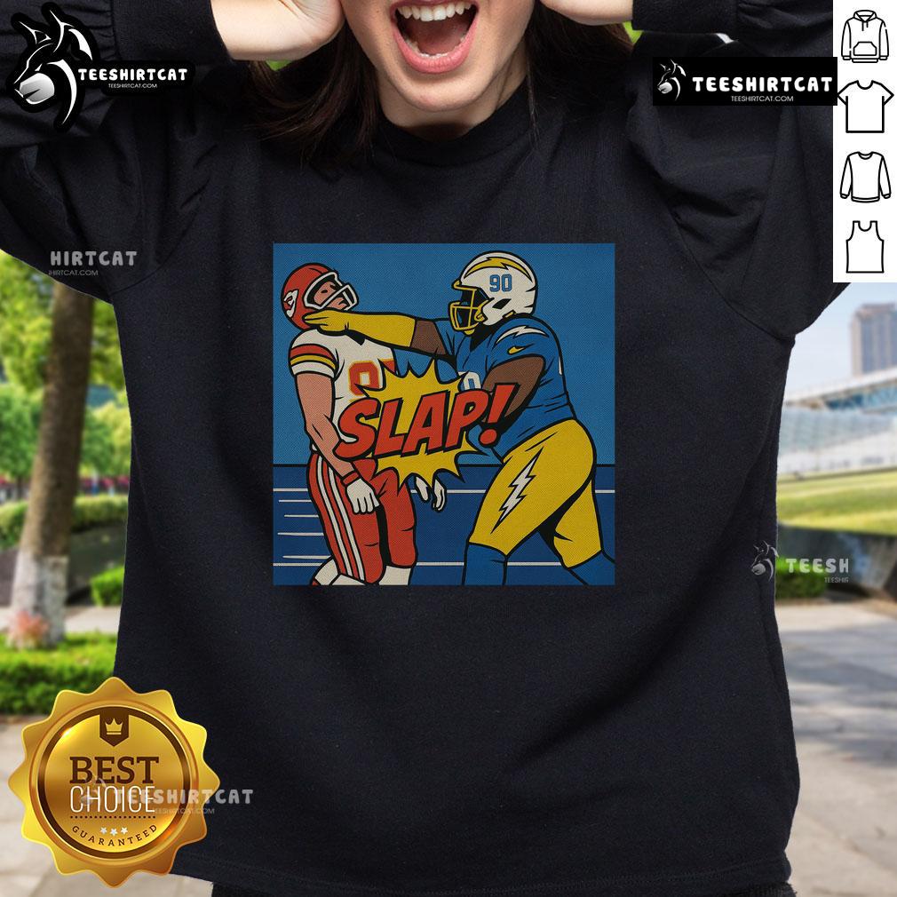 Good Teair Tart slapping Travis Kelce on a stylish sweatshirt, perfect for sports fans and trendy apparel lovers.