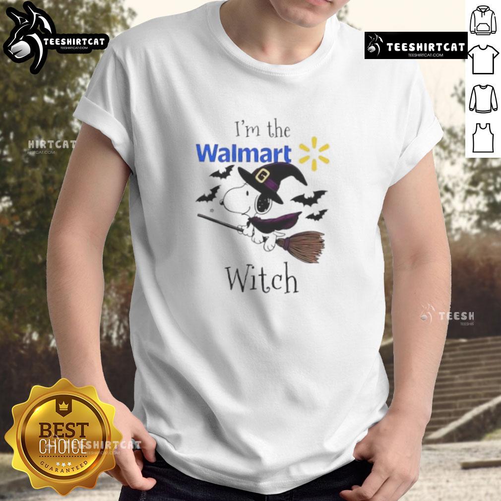 Good Walmart X Snoopy I'm The Witch Halloween T-Shirt featuring Snoopy in a witch hat, perfect for Halloween festivities.