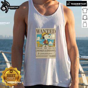 Good Wanted Dead or Alive Mokey D. Snoopy tank top featuring a Marine design, perfect for fans of unique apparel.