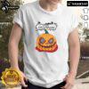 Happy Halloween scary pumpkin horror T-shirt featuring a spooky jack-o'-lantern design perfect for Halloween festivities.