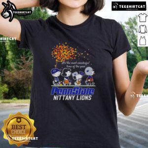 Happy Snoopy and friends in Penn State Nittany Lions autumn tee, celebrating the most wonderful time of the year.