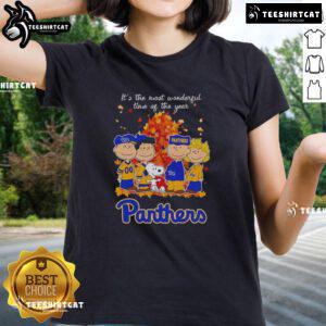Happy Snoopy and friends celebrate autumn in Pitt Panthers tee, perfect for the most wonderful time of the year.