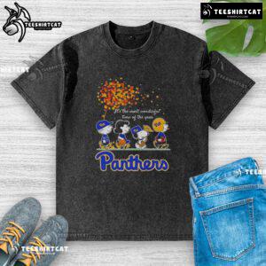 Happy Snoopy and Friends on Pitt Panthers autumn washed t-shirt, celebrating the most wonderful time of the year.
