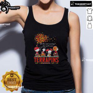 Happy Snoopy and Friends Terrapins sports team in autumn tank top, celebrating the most wonderful time of the year.