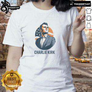 Hot Charlie Kirk 3D Heroic Ladies Tee featuring a stylish design for women, perfect for casual and trendy outfits.