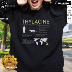Vintage wildlife sweatshirt featuring the extinct Thylacine, also known as the Tasmanian Tiger, in a stylish design.