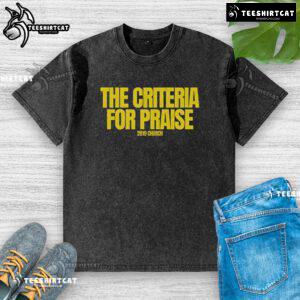 Hot-The-Criteria-For-Praise 2819 Church Washed T-Shirt displayed on a hanger, featuring a stylish design and soft fabric.