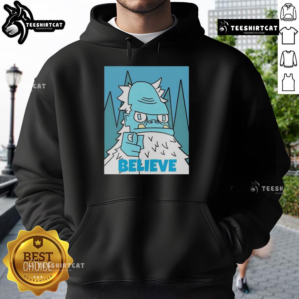 Alt Text: Cozy Nice Abominable Snowman Believe Hoodie featuring a whimsical snowman design, perfect for winter wear.