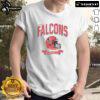 Distressed vintage Atlanta Falcons football helmet graphic on a stylish t-shirt, perfect for fans and collectors.