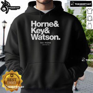 Stylish Nice Horne and Key and Watson hoodie displayed on a wooden surface, perfect for casual wear and cozy comfort.