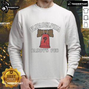 X Phillies Flipadelphia sweatshirt from Paddys Pub, featuring 'It's Always Sunny in Philadelphia' design.