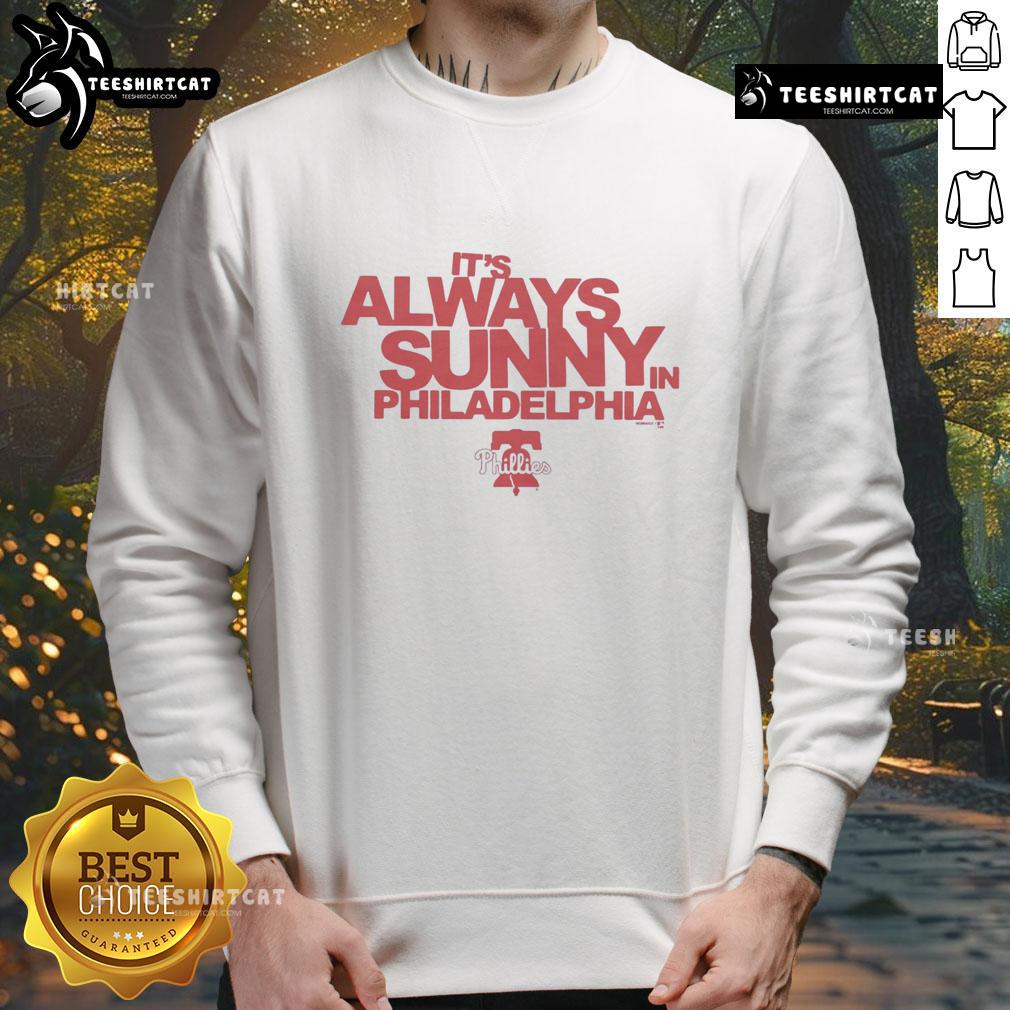 Cozy 'Nice It's Always Sunny in Philadelphia' X Phillies sweatshirt featuring vibrant graphics and a comfortable fit.