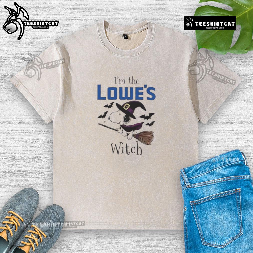Alt Text: Nice Lowe's x Snoopy I'm The Witch Halloween washed t-shirt featuring playful graphics for festive fall style.