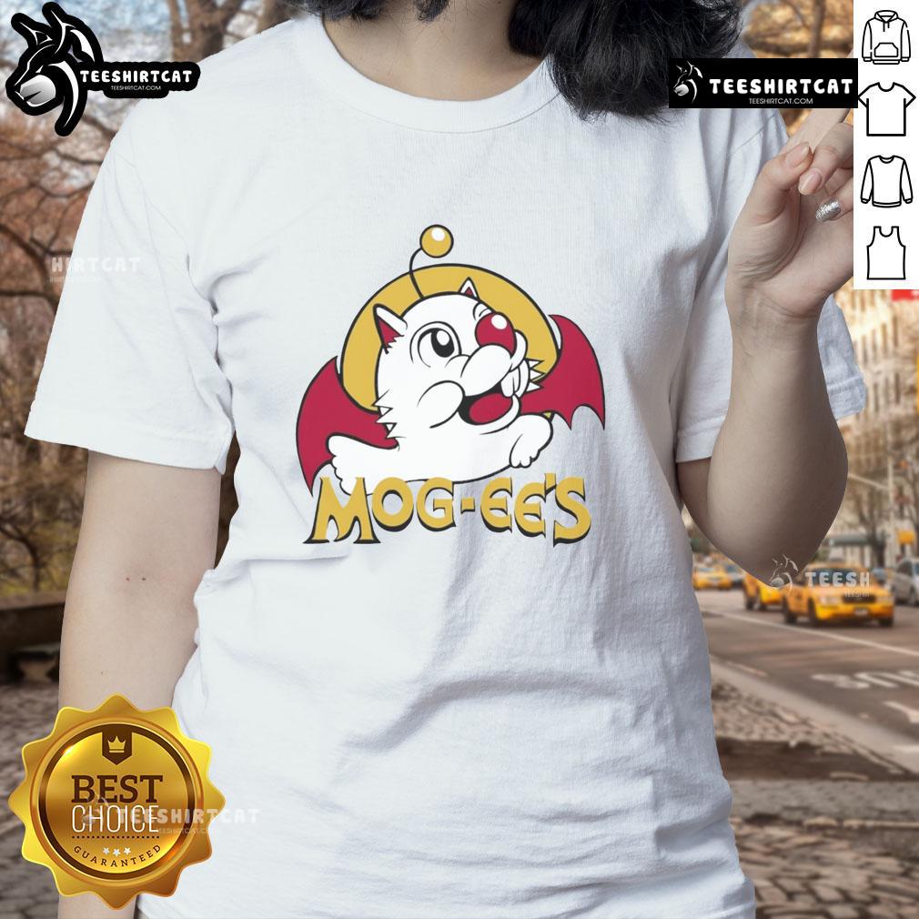 Nice Mog Ees X Buc Ees logo parody on a ladies tee, showcasing a fun and trendy design perfect for casual wear.