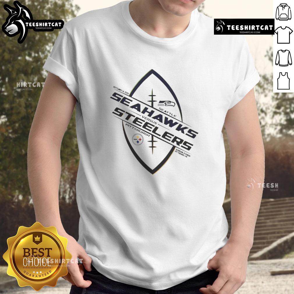 2025 Gameday T-Shirt featuring Pittsburgh Steelers vs Seattle Seahawks design, perfect for game day fans.
