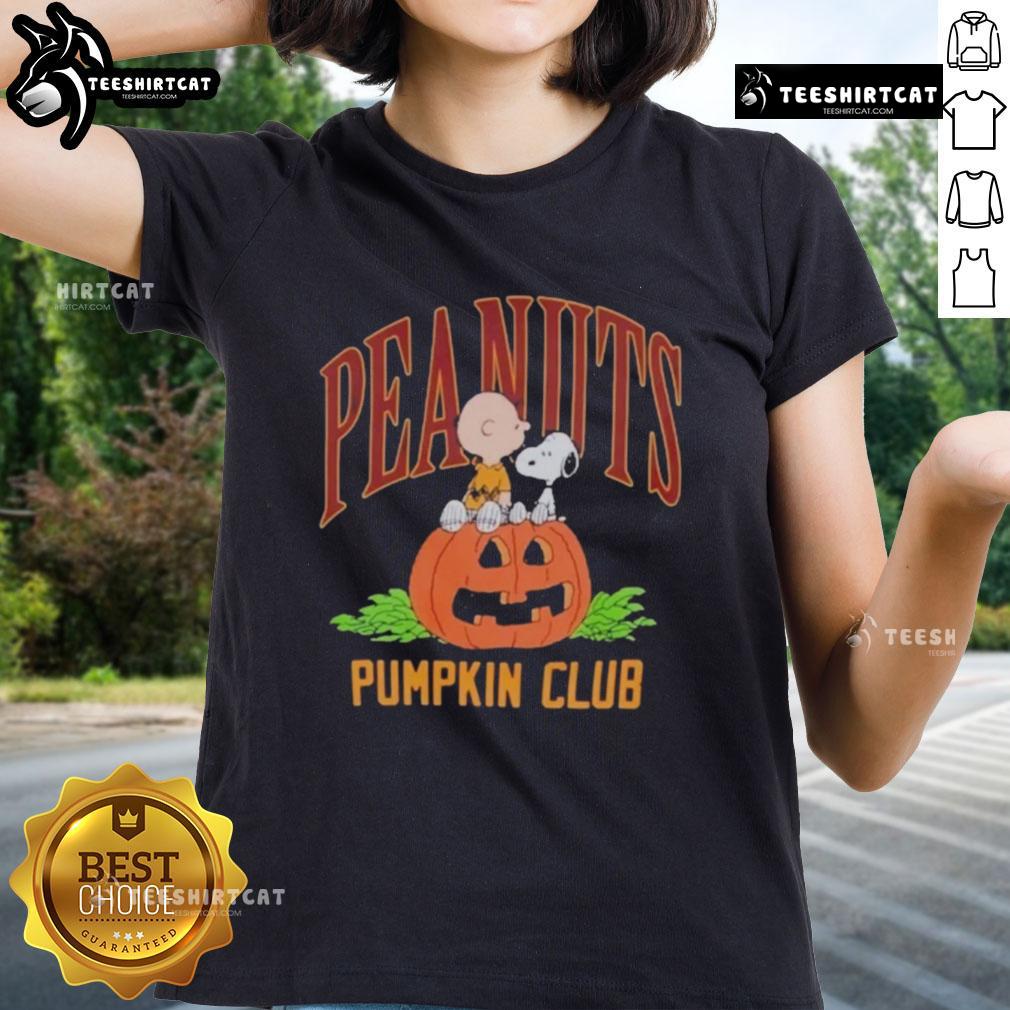 Nice RSQ x Peanuts Pumpkin Club Halloween 2025 ladies tee featuring vibrant graphic design and festive autumn colors.