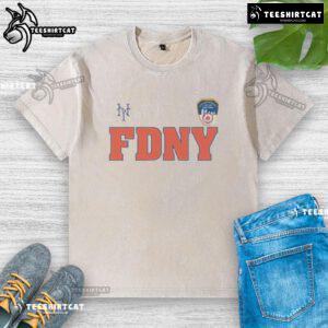 Alt Text: Official 2025 New York Mets FDNY 9/11 Washed T-Shirt featuring a tribute design honoring first responders and the Mets.