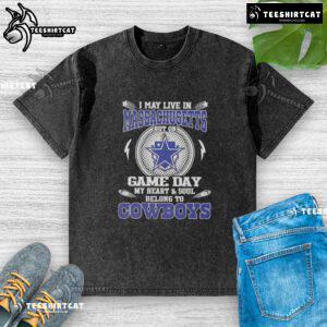 Alt Text: Dallas Cowboys washed t-shirt for fans in Massachusetts, showcasing team spirit on game day.