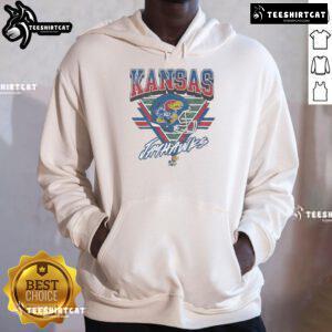 Official Kansas Jayhawks Triangle Vintage Hoodie in blue, featuring the team's logo and a stylish, retro design.