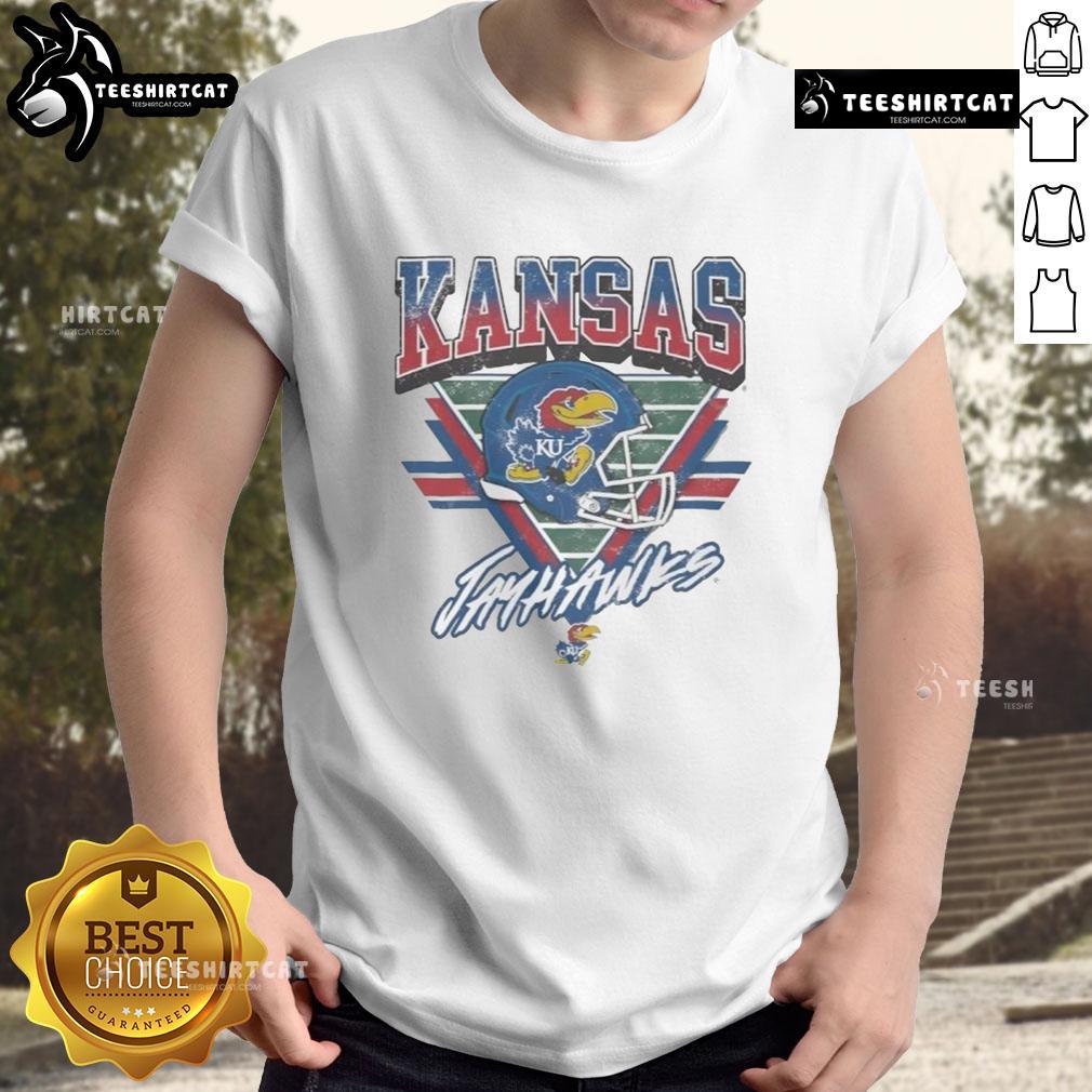 Official Kansas Jayhawks Triangle Vintage T-Shirt featuring classic design and team colors for loyal fans.