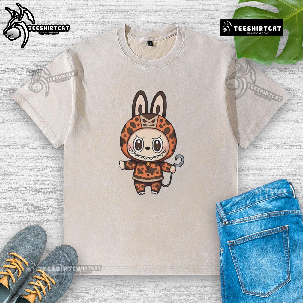 Alt Text: Official Labubu Pirate Captain Hook washed t-shirt featuring a vibrant design and comfortable fit for fans.