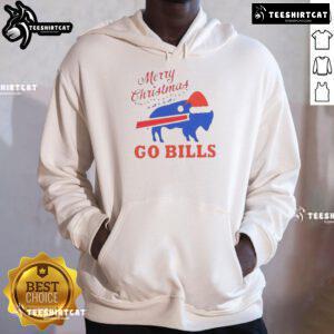 Official Merry Christmas hoodie featuring Buffalo Bills logo, perfect for fans celebrating the holiday season.