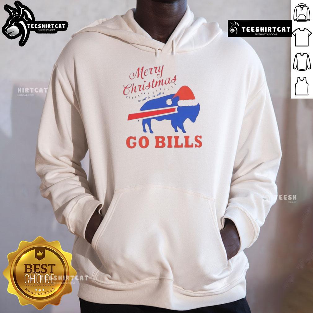 Official Merry Christmas hoodie featuring Buffalo Bills logo, perfect for fans celebrating the holiday season.