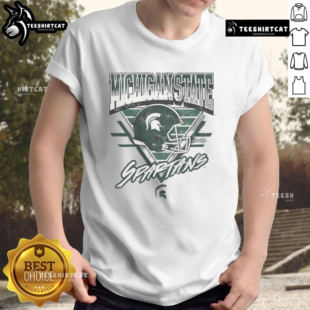 Official Michigan State Spartans Triangle Vintage T-Shirt featuring retro design and team colors, perfect for fans.