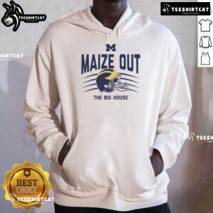 Official Michigan Wolverines maize hoodie featuring a scratch helmet design, perfect for game day at The Big House.