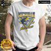Official Michigan Wolverines Triangle Vintage T-Shirt featuring classic logo and retro design in navy and maize colors.