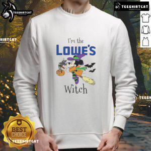 Alt Text: Official Minnie Mouse I'm Lowes Witch Trick or Treat Halloween Sweatshirt featuring a playful design perfect for spooky season.
