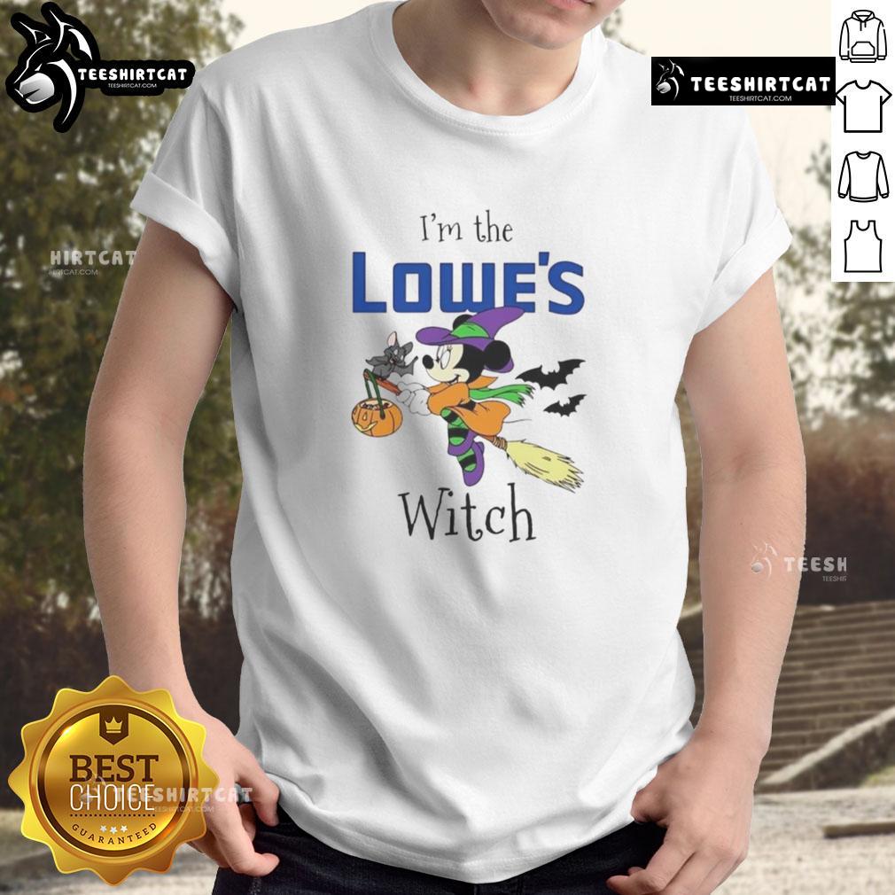 Official Minnie Mouse I'M Lowe's Witch Trick or Treat Halloween T-Shirt featuring vibrant graphics and festive design.