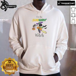 Official Minnie Mouse I'm Subway Witch Trick or Treat Halloween Hoodie in vibrant colors, perfect for festive celebrations.