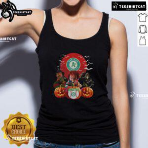 Official Oakland Athletics MLB horror movie Halloween tank top featuring unique design for fans celebrating spooky season.