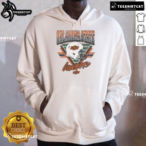 Official Oklahoma State Cowboys triangle vintage hoodie in orange and black, showcasing team pride and retro style.
