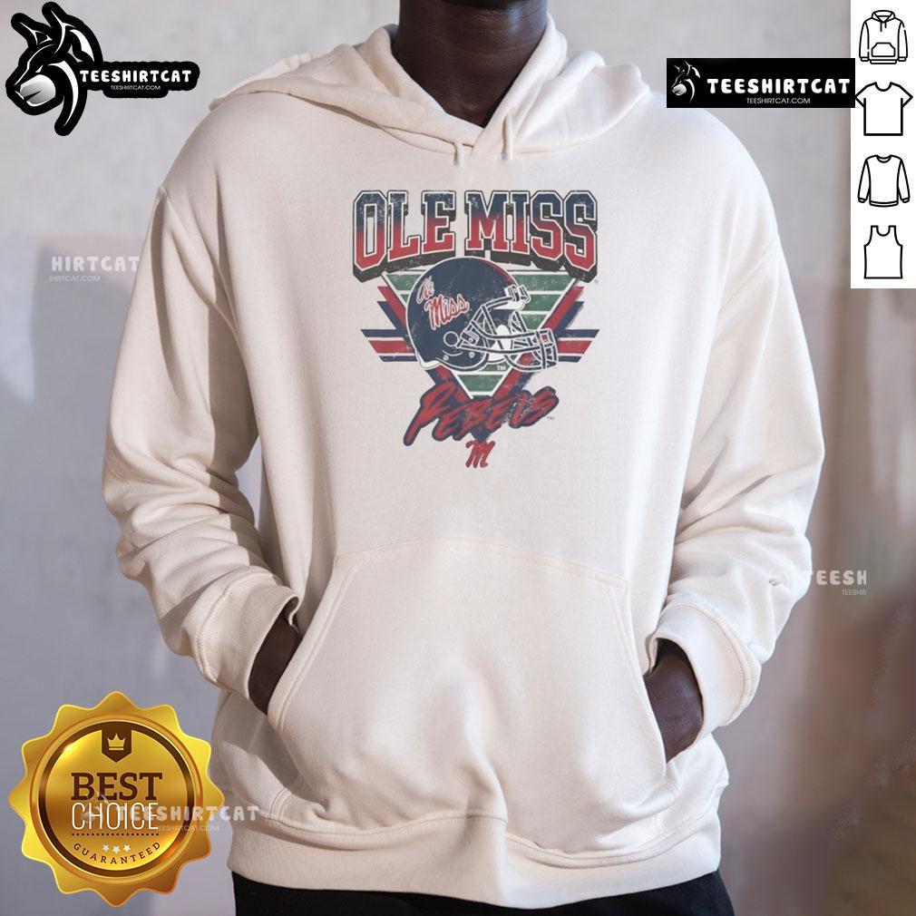 Official Ole Miss Rebels Triangle Vintage Hoodie in navy blue featuring classic logo and stylish design.