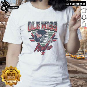 Vintage ladies tee featuring the official Ole Miss Rebels triangle logo, perfect for fans and casual wear.