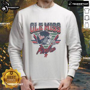 Alt Text: Vintage Ole Miss Rebels triangle sweatshirt featuring classic logo design, perfect for fans and casual wear.
