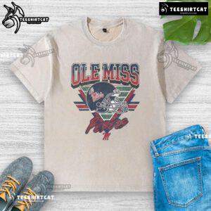 Official Ole Miss Rebels Triangle Vintage Washed T-Shirt in navy blue, featuring the iconic Rebels logo and soft fabric.