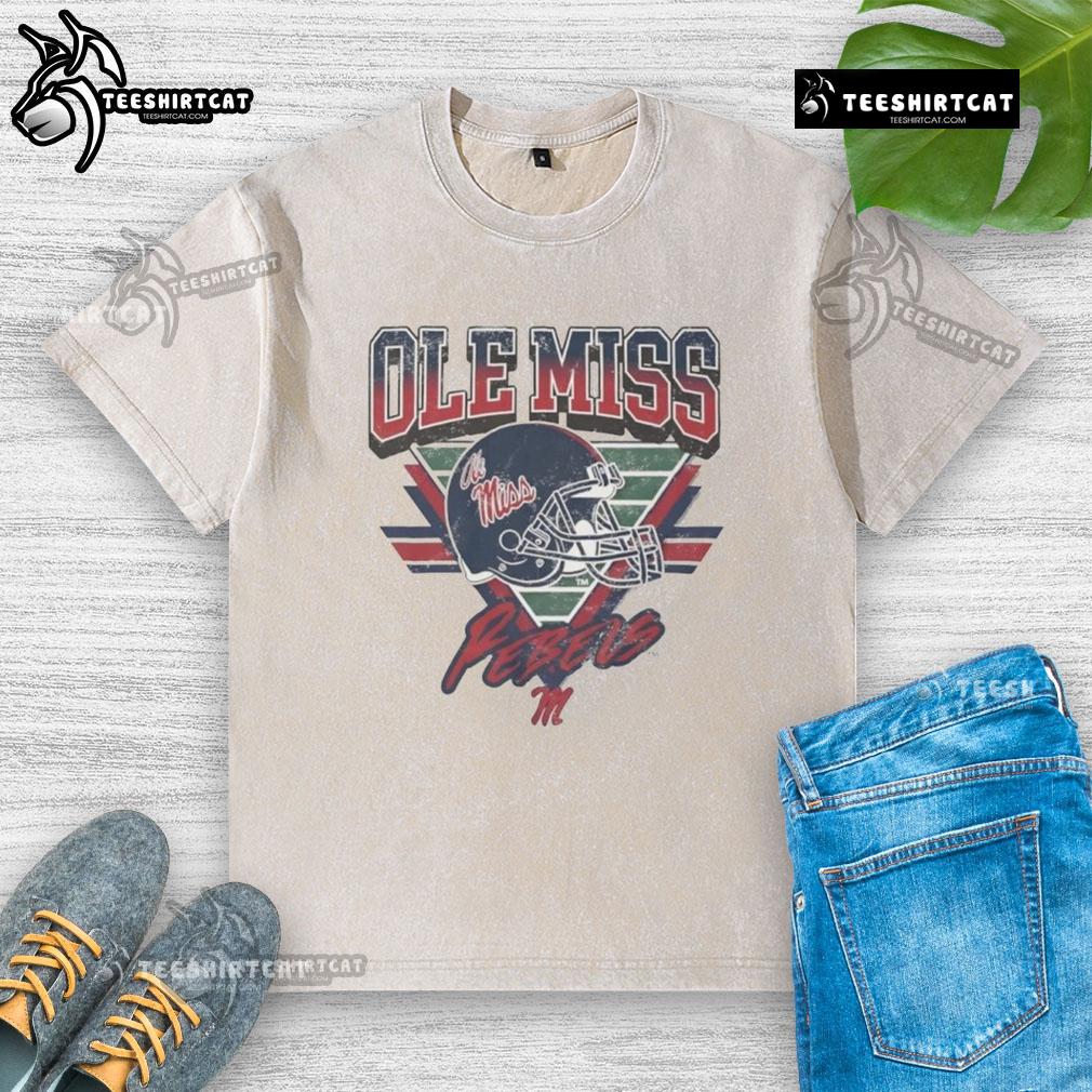 Official Ole Miss Rebels Triangle Vintage Washed T-Shirt in navy blue, featuring the iconic Rebels logo and soft fabric.