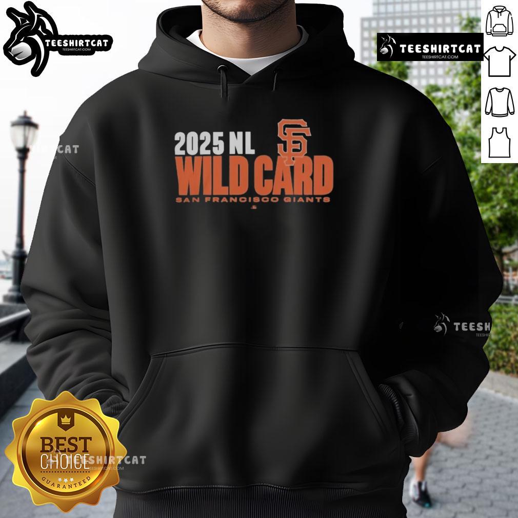 Official San Francisco Giants 2025 MLB Playoffs National League Wild Card hoodie featuring team logo and design.