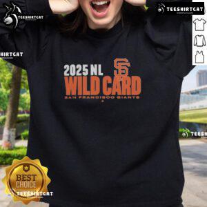 Official San Francisco Giants 2025 MLB Playoffs National League Wild Card sweatshirt in team colors.