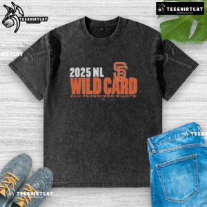 Official San Francisco Giants 2025 MLB Playoffs Wild Card Washed T-Shirt featuring team logo and stylish design.