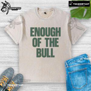 Official South Florida Bulls vs Miami Hurricanes 'Enough Of The Bull' washed t-shirt featuring team logos and vibrant colors.