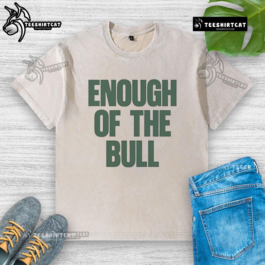 Official South Florida Bulls vs Miami Hurricanes 'Enough Of The Bull' washed t-shirt featuring team logos and vibrant colors.