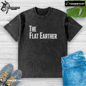Official The Flat Earther Washed T-Shirt featuring a trendy design for flat earth enthusiasts and casual wear.
